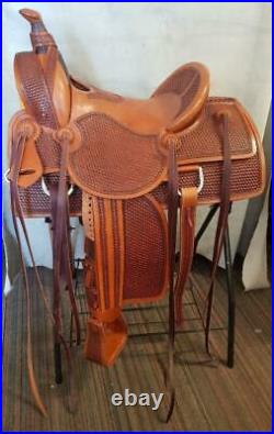 Western hot seat saddle 16 on Eco- leather buffalo with drum dye finished