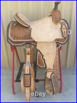 Western hot seat saddle 16 on eco-leather buffalo drum dye finished