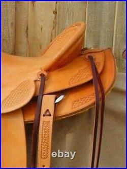 Western hot seat saddle 16 on eco leather buffalo with drum dye finished