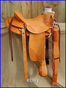 Western hot seat saddle 16 on eco leather buffalo with drum dye finished