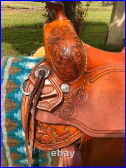 Western hot seat saddle 16on Eco Leathr buffalo chestnut on drum dye finish