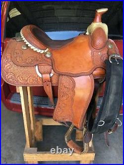 Western padded seat saddle 16 on eco-leather buffalo tan on drum dye finished