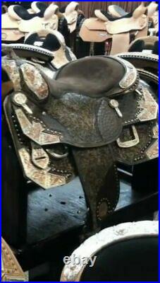 Western show saddle 16 on Eco leather buffalo on drum dye finished
