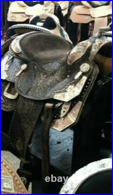 Western show saddle 16 on Eco leather buffalo on drum dye finished