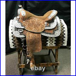 Western show saddle 16 on Eco- leather buffalo with drum dye finished