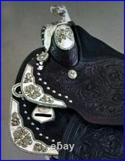 Western show saddle 16 on Eco- leather color Black on drum dye finished