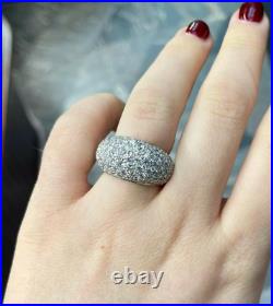 Wide Design Ring Pave Setting White CZ 925 Sterling Silver High Evening Jewelry