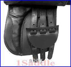 Wide Tree Gullet Black All Purpose Jump English Horse Leather Saddle 15 16 17 18