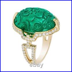 Women Green Ring Carved Design Fine Jewelry 925 Sterling Silver Cubic Zirconia