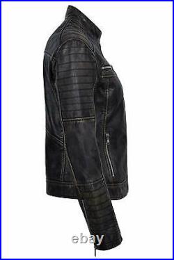Women's Genuine Lambskin Leather Jacket Black Slim Fit Biker Motorcycle Jacket