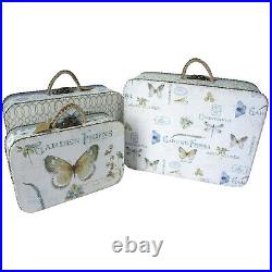 Wooden Butterfly Print Suitcase Set Of 3 With Insect Design By All Chic