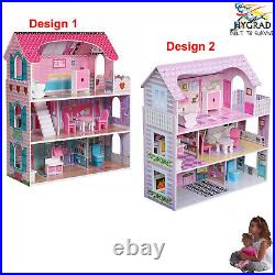 Wooden Kids Doll House All in 1 With Furniture & Staircase Best Dolls Role play