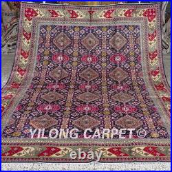 Yilong 9'x12' Purple Handmade Silk Carpets Large All Over Design Area Rug 404B