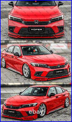Yofer V3 Black Rallye Red Front Bumper Lip Splitter Kit For 2022-24 Honda Civic