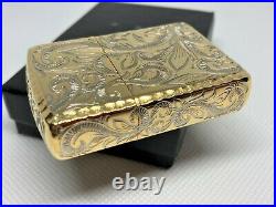 ZIPPO 2014 ARMOR Limited Model All-Sides Arabesque Etched Design Lighter Gold